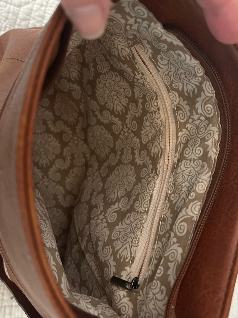 Leather Crossbody Bag with Leopard Strap - Brown - Picture 5 of 5